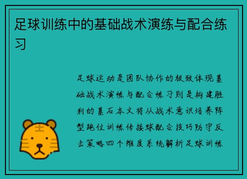 足球训练中的基础战术演练与配合练习
