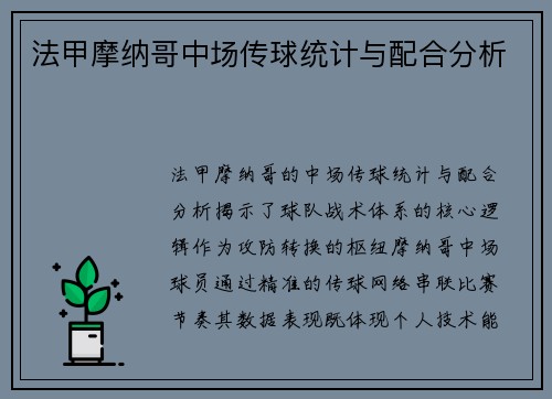 法甲摩纳哥中场传球统计与配合分析
